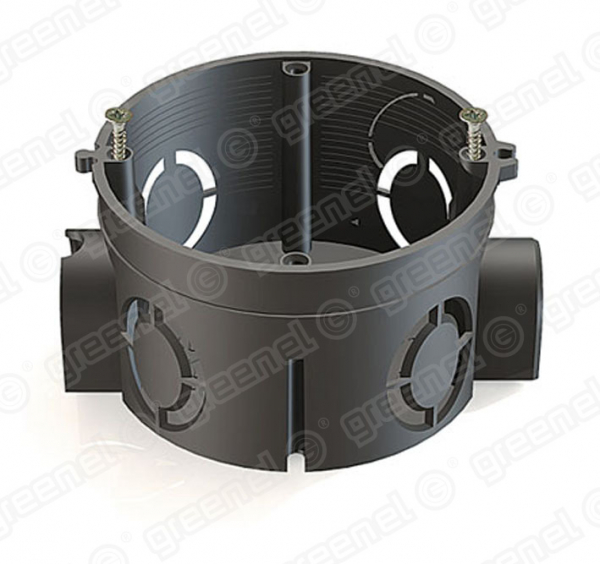 Подрозетник в бетон 68х42 с ушами черный Greenel  GE40010-05
