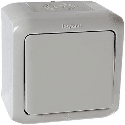 Legrand  Quteo  Серый Выключатель 1-клавишный открытая установка IP44 782330