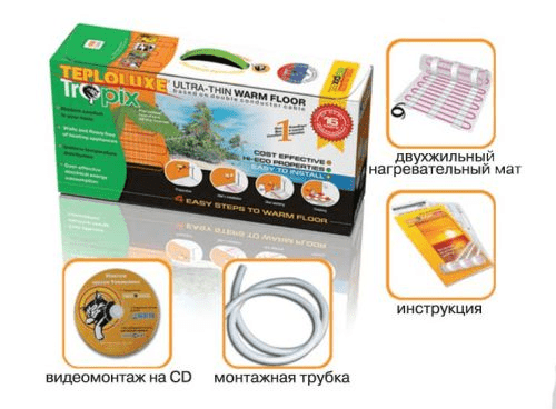 Теплолюкс Комплект теплых полов  TROPIX  MНH-1280-8,00 без регулятора (двужильный мат, 8,0 кв.м, 1280 Вт) под плитку