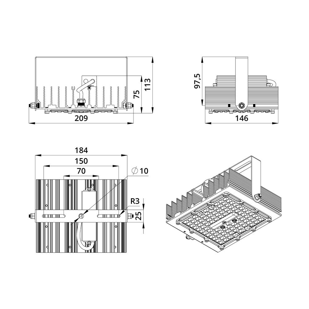 Прожектор 30 S CRI70 4000К 155х70°