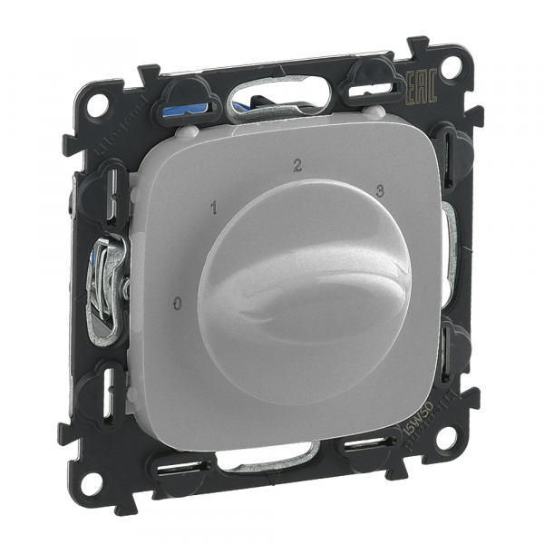 Legrand 755177 Valena ALLURE.Выключатель вентилятора 4-позиционный.С лицевой панелью.Винтовые зажимы.Алюминий