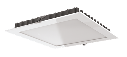 Светильник светодиодный "ВАРТОН" Downlight квадратный встроенный 200*200*25 25W 4000K IP44 аварийный автономный постоянного действия RAL9010 белый матовый