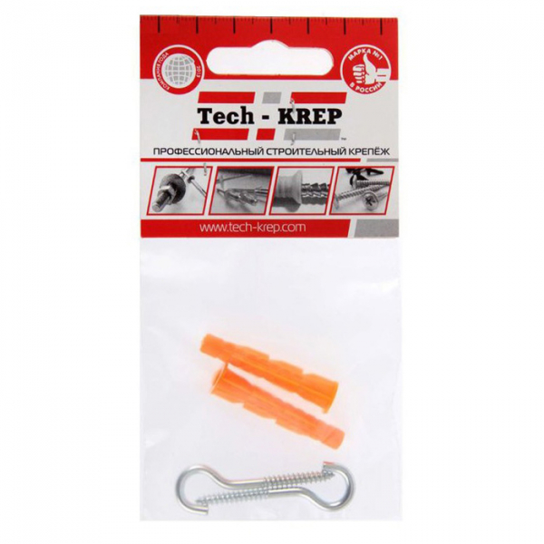 Шуруп-полукольцо 4х30 с унив. дюбелем 6,0х36 (2 шт) - пакет Tech-Krep