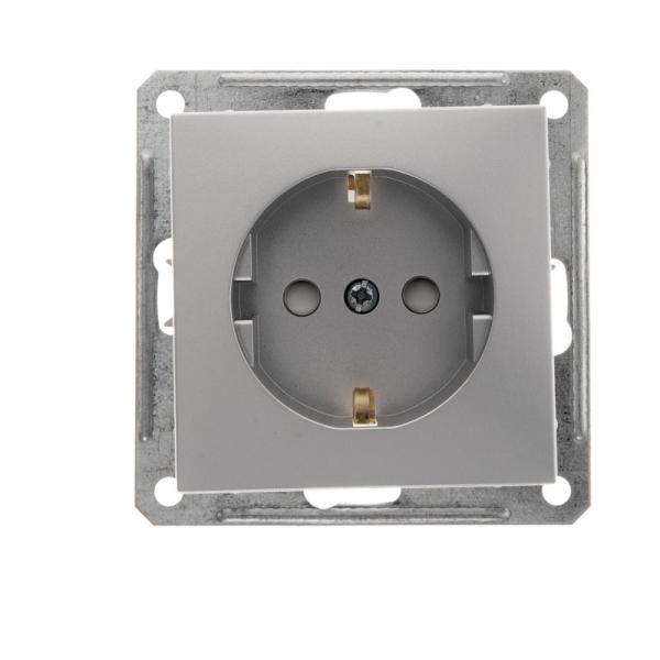 Schneider Electric  Wessen59  Матовый Хром  Розетка без рамки с заземляющими контактами скрытая установка (250В, 16А, защитные шторки) RS16-152-5-86