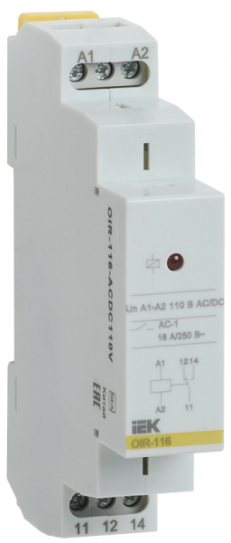 Промежут. реле.OIR 1 конт (16А). 110 В AC/DC