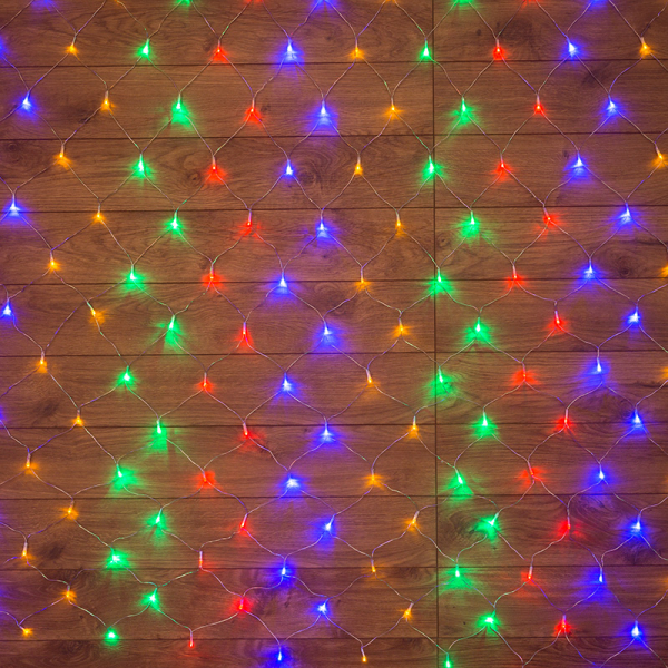 Гирлянда  Сеть  внутренняя  IP20 1,5х1,5м, прозрачный ПВХ, 150 LED Мультиколор NEON-NIGHT 215-129