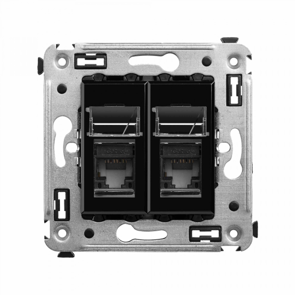 Розетка RJ-45 в стену, 5e двойная, Avanti, "Черный квадрат"