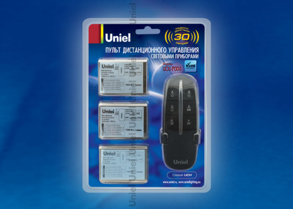 Uniel UCH-P004-G3-1000W-30M Пульт управления светом, три канала. 3 приемных устройства в комплекте.