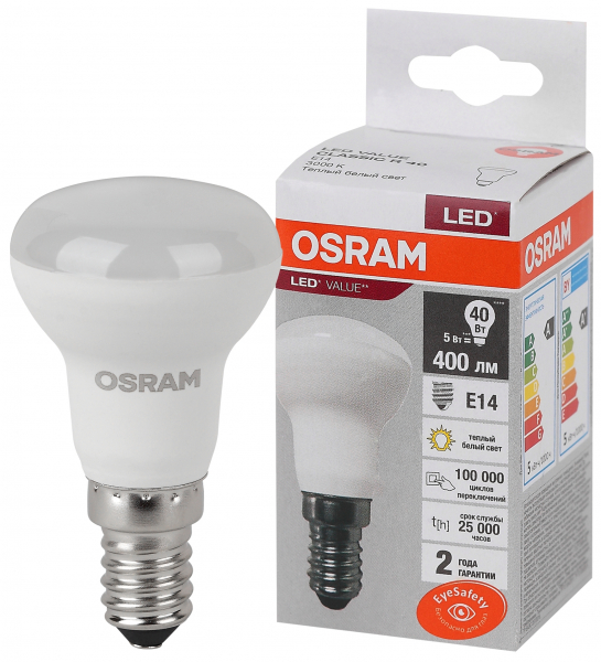 Светодиодная лампа OSRAM R40  5Вт 3000К 230В E14