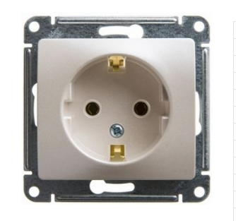 Glossa Молочный Розетка с заземляющими контактами, 16А, 250В, механизм IP20 скрытая установка GSL000943