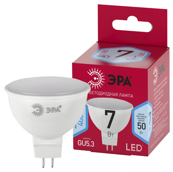 Светодиодная лампа ЭРА RED LINE LED MR16-7W-840-GU5.3 R GU5.3