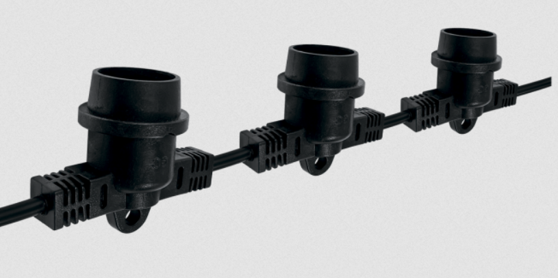 Уличная IP65 Гирлянда Белт Лайт 48 м, PBL-S80/ L48+1.5 Black E27 IP65  (шаг 30 см)  220 В, каучук+ПВХ Jazzway