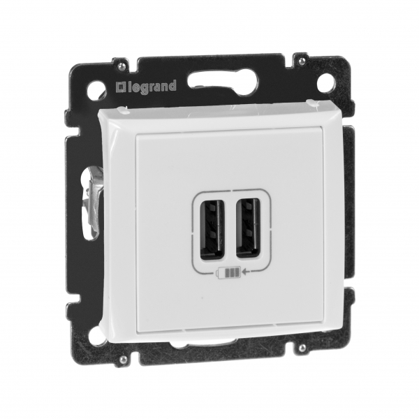 Legrand Valena  Белый  Pозетка 2-местная USB 1500 мА  770470
