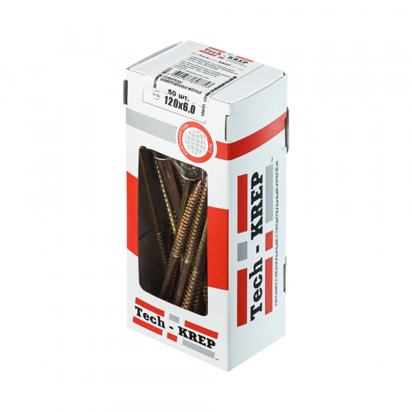 Саморез универсальный 6,0х120 мм (50 шт) желтые - коробка с ок. Tech-Krep