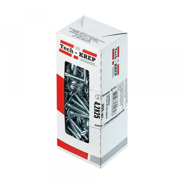 Саморез с прессшайбой сверло 4,2х25 (200 шт) - коробка с ок. Tech-Krep