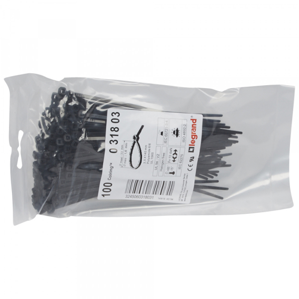 Хомут (стяжка)  пластик  3.5 х 140  черн.  (100шт)  Colring  LGR 031803