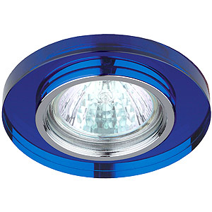 Точечный светильник ЭРА DK7 CH/BL  декор стекло круглое MR16,12V/220V, 50W, хром/синий