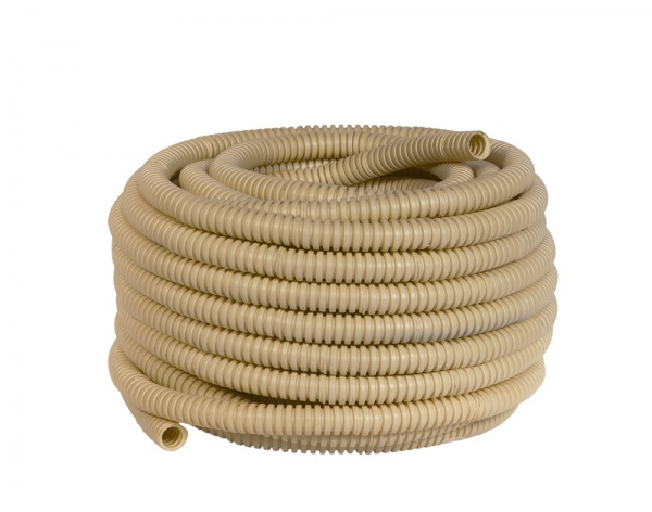 Труба гофрированная ПВХ Plast с зондом под светлое дерево d20мм (25м.) EKF PROxima (кратно 25)