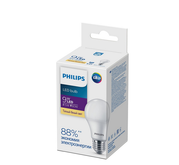 Светодиодная лампа PHILIPS A60 9Вт 230В 3000K E27