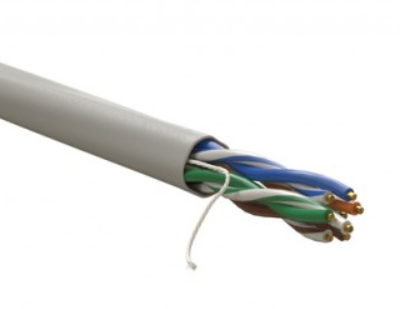 Кабель витая пара, неэкранированный U/UTP, категория 5e, 4 пары 0,48 (24 AWG), одножильный, внутренний, PVC нг(А)-LS, серый, 305 м WRLine