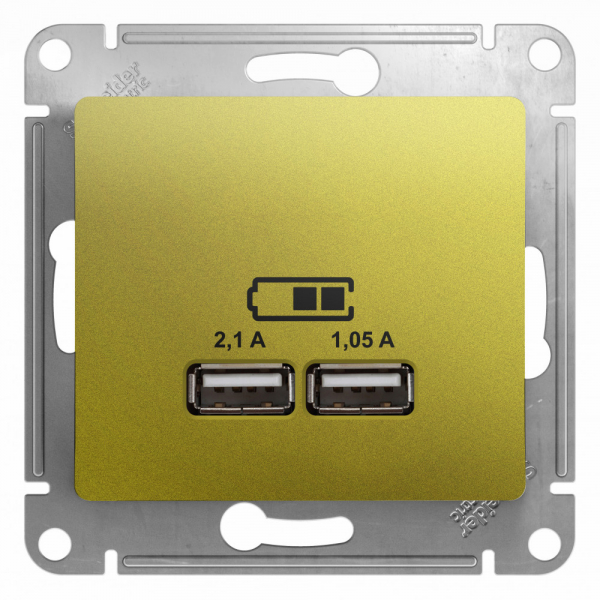 Glossa  Фисташковый Розетка механизм USB 5В/2100мА, 2х5В/1050мА, GSL001033