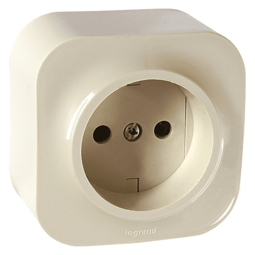 Legrand  Quteo  Слоновая Кость Розетка 2К без шторки открытая установка 782240