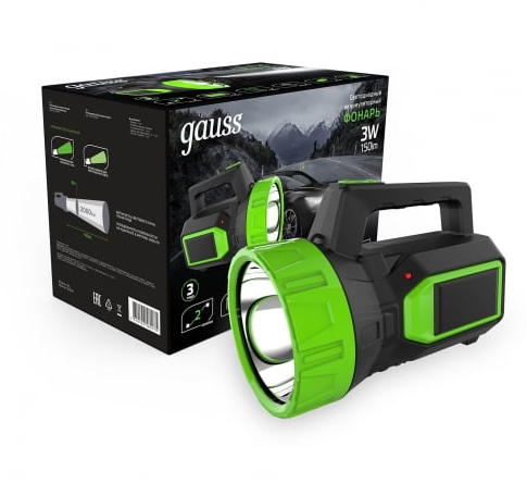 Фонарь прожекторный Gauss модель GFL604 3W 150lm lead acid 900mAh LED 1/10/40