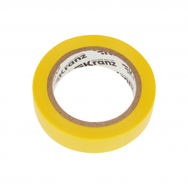Изолента ПВХ KRANZ 0.13х15 мм, 10 м, желтая (10 шт./уп.) KR-09-2002 (кратно 10)