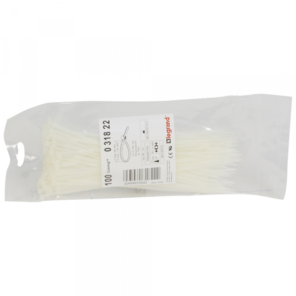Хомут (стяжка)  пластик  2.4 х 180  бесцвет.  (100шт)  Colring  LGR 031822