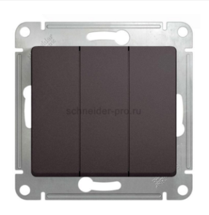 Glossa Графит Выключатель 3-клавишный схема3, 10AX, механизм IP20 скрытая установка GSL001331