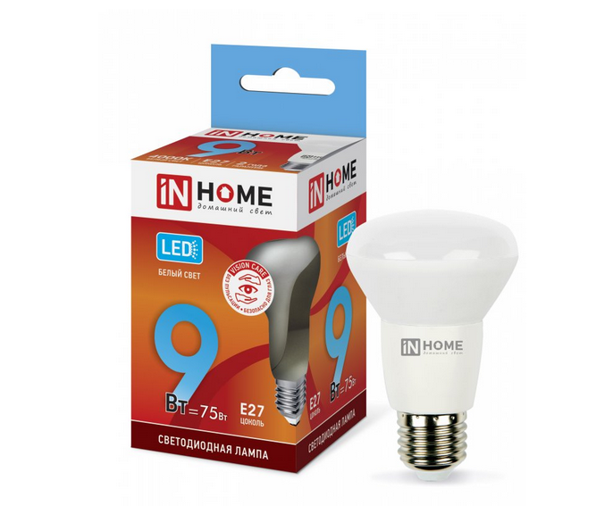 Светодиодная лампа IN HOME R63 9Вт 230В 4000К Е27
