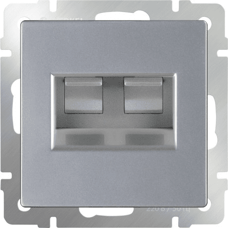 Werkel Серебряный Розетка Механизм 2-местная Ethernet RJ-45 WL06-RJ45+RJ45