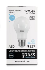 Светодиодная лампа Gauss А60 12Вт 150-265Вт 6500K E27