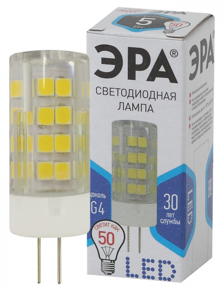 Светодиодная лампа ЭРА G4 5Вт 220В 4000К