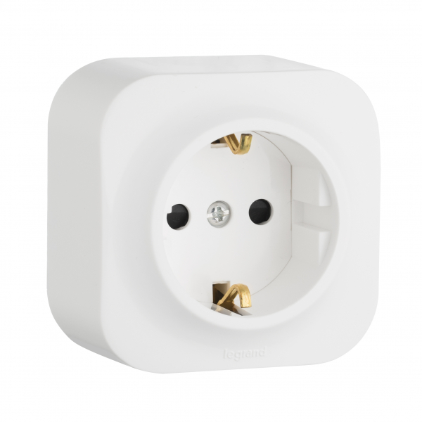 Legrand  Quteo  Белый Розетка 2К+З без шторки открытая установка 782211