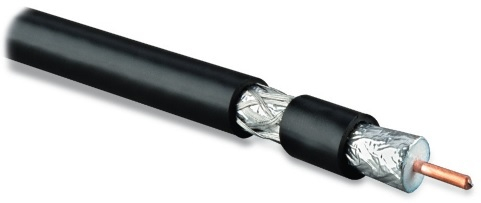COAX-RG11-500 (500 м) Кабель коаксиальный RG-11, 75 Ом, жила - 14 AWG, черный ПВХ (-20градС – +75градС ), общий диаметр 10.16мм, PVC Hyperline