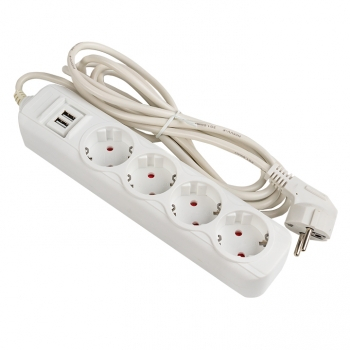 Удлинитель "Эксперт"  4 гнезда  2 метра 16А/3,5кВт с 2 USB 2,1А ПВС 3х1 EKF