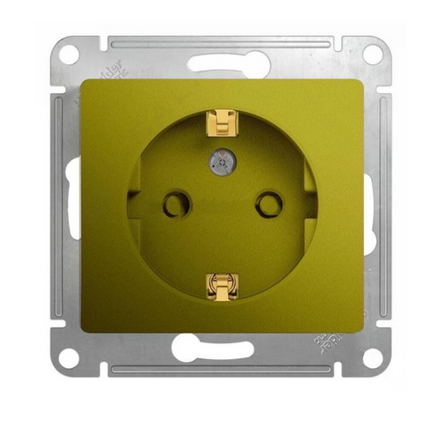 Glossa Фисташковый Розетка с заземляющими контактами со шторками,16А, 250В, механизм IP20 скрытая установка GSL001045
