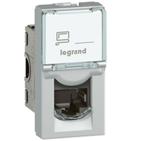Legrand  Mosaic  Алюминий Розетка механизм RJ45 UTP категория 6, 1 модуль  79461