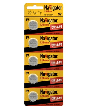 Элемент питания Navigator NBT-CR1616-BP5 94 779 (кратно 5)