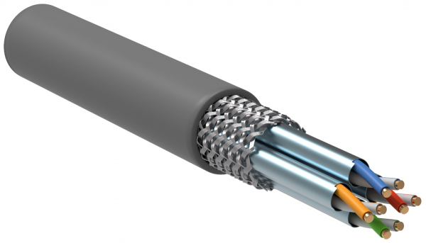 Кабель связи витая пара S/FTP, кат.7 4х2х23AWG solid, LSZH, 305м, серый ITK