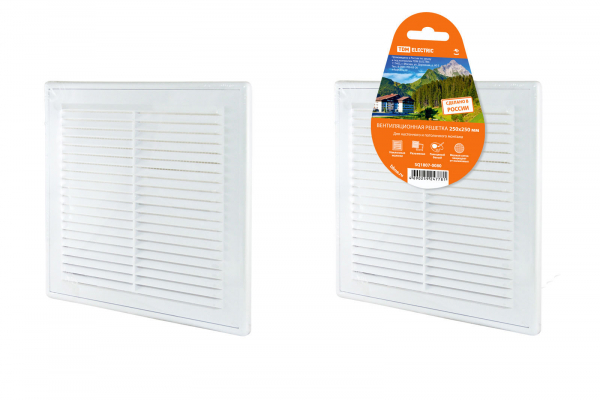 Решетка разъемная с москитной сеткой, белый 250х250 TDM