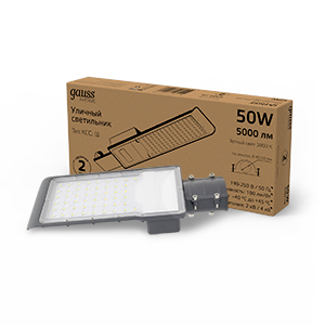 Светильник уличный Gauss Avenue 50W 5000lm 3000K 190-250V IP65 355*155*57мм черный КСС "Ш" LED 1/10