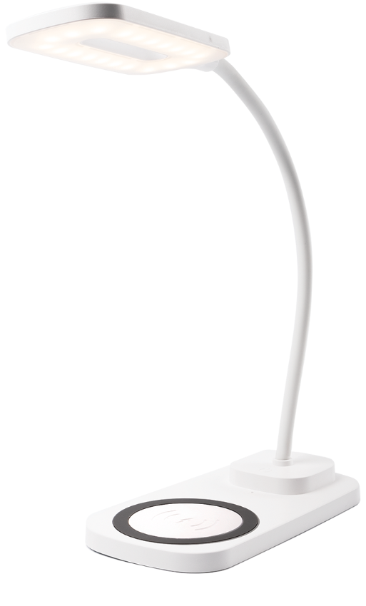 Светильник настольный Jazzway PTL 2101-WH PHONE CHARGER/USB 6w 3000K/4000K/6500K IP20 с функциями беспроводной и стандартной зарядки устройств.