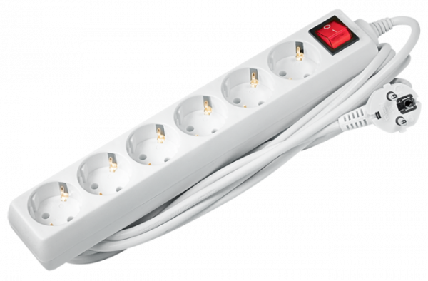Удлинитель JAZZway EX-06GS-500 (6 р., 5.0 м., заземл., вкл)