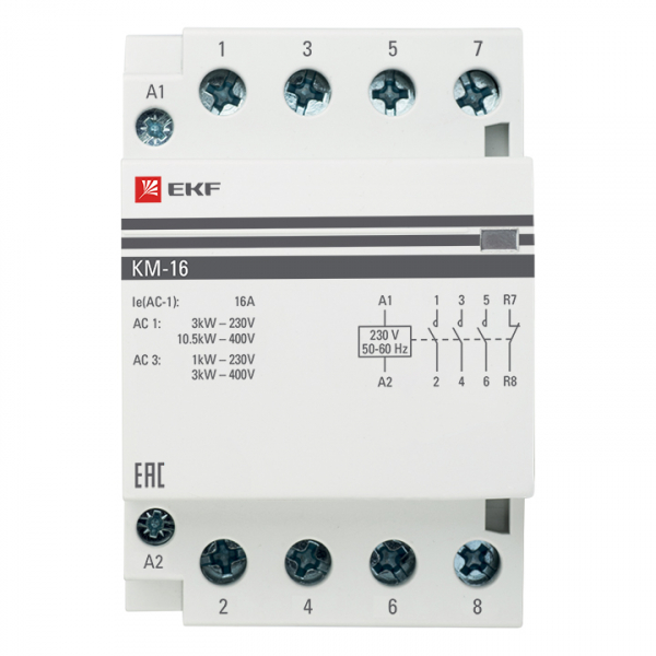 Контактор модульный КМ 16А 2NО+2NC (3 мод.) EKF PROxima