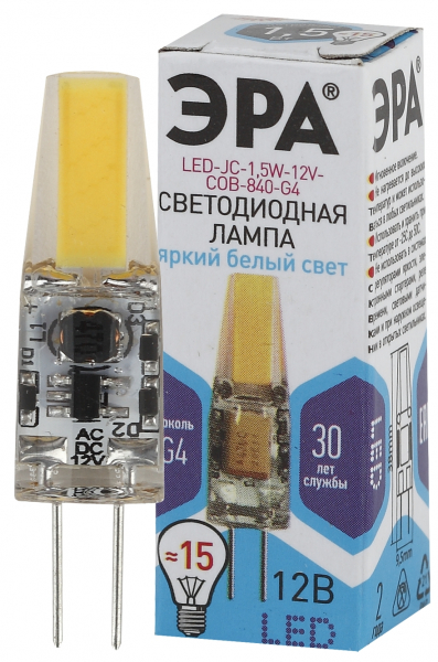 Светодиодная лампа ЭРА LED smd JC-1,5W-12V-COB-840-G4