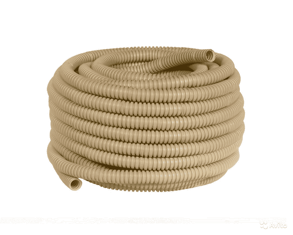 Труба ПВХ гофрированная с протяжкой 20мм TDM (25м/бухта) "ЭКО" (сосна) (кратно 25)