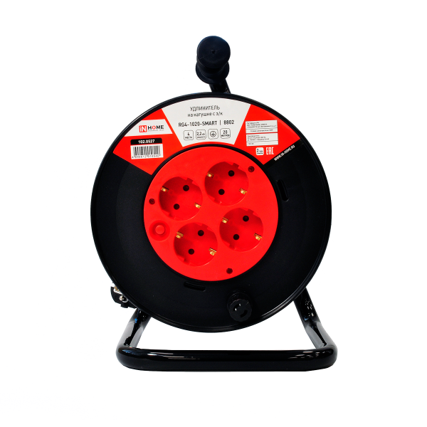 Удлинитель на кат. 4 гн. с з/к ПВС 3*1 20м  с т/з 10А RG4-1020-SMART  8802 IN HOME