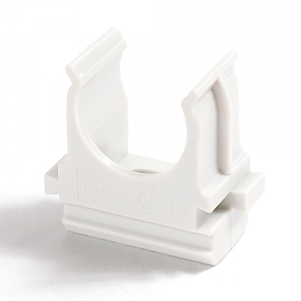 Крепёж-клипса для труб Полистирол белая д25 (100шт/1000шт  уп/кор) Промрукав
